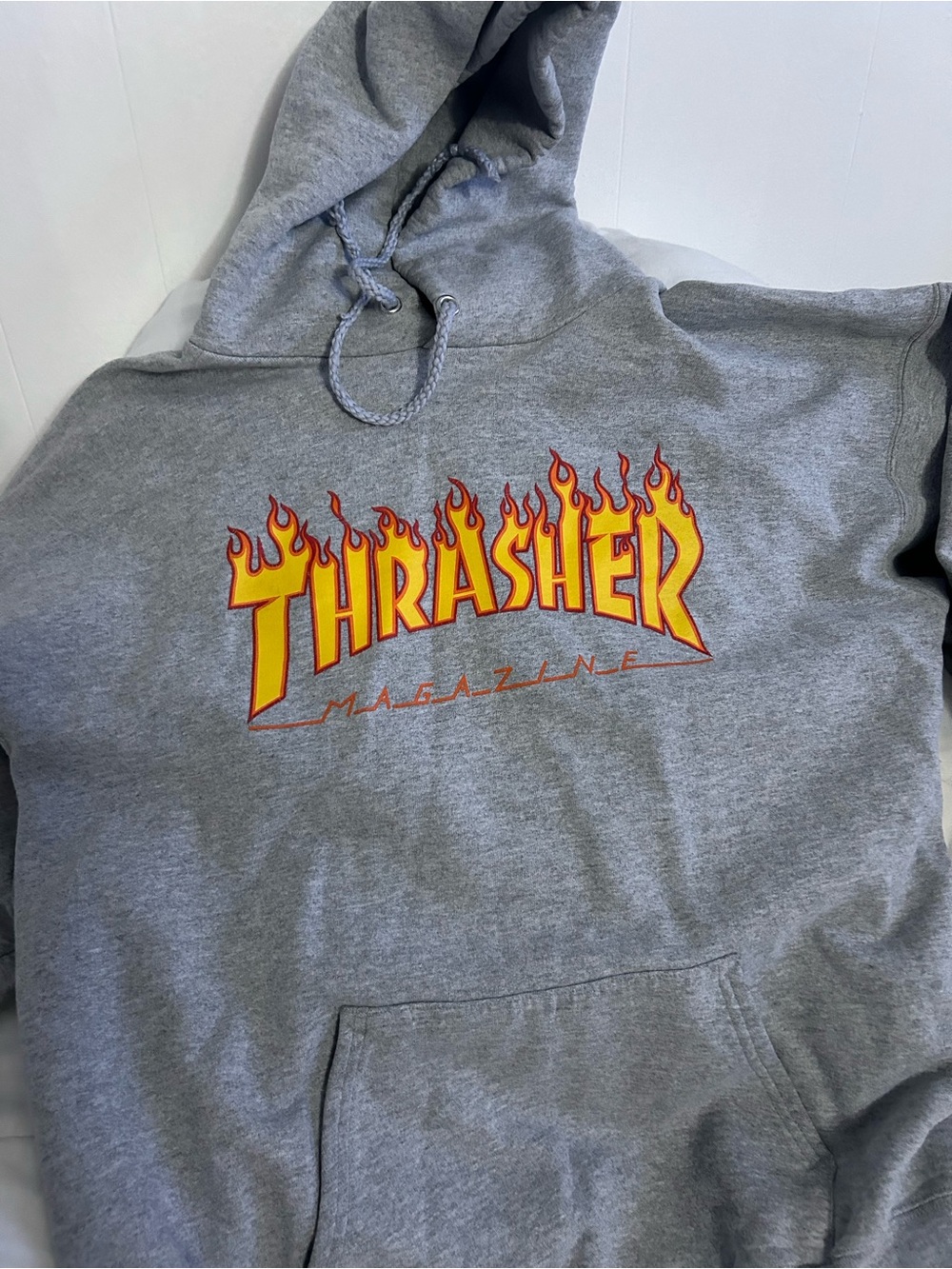 HUF Grey Pullover Hoodie with Spade Logo Tag